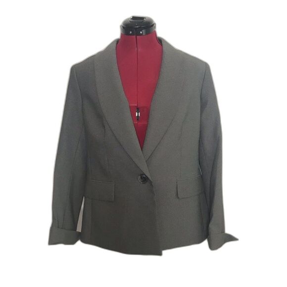Le Suit Blazer Women's Size 10 Grey Essential Long Sleeve One-Button NWT - Picture 1 of 9
